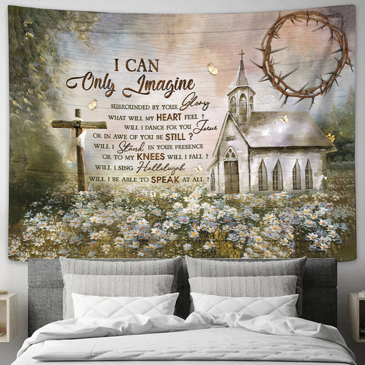 I Can Only Image Flower Garden Tapestry - Christian Tapestries - Wall Tapestry Bible Verse