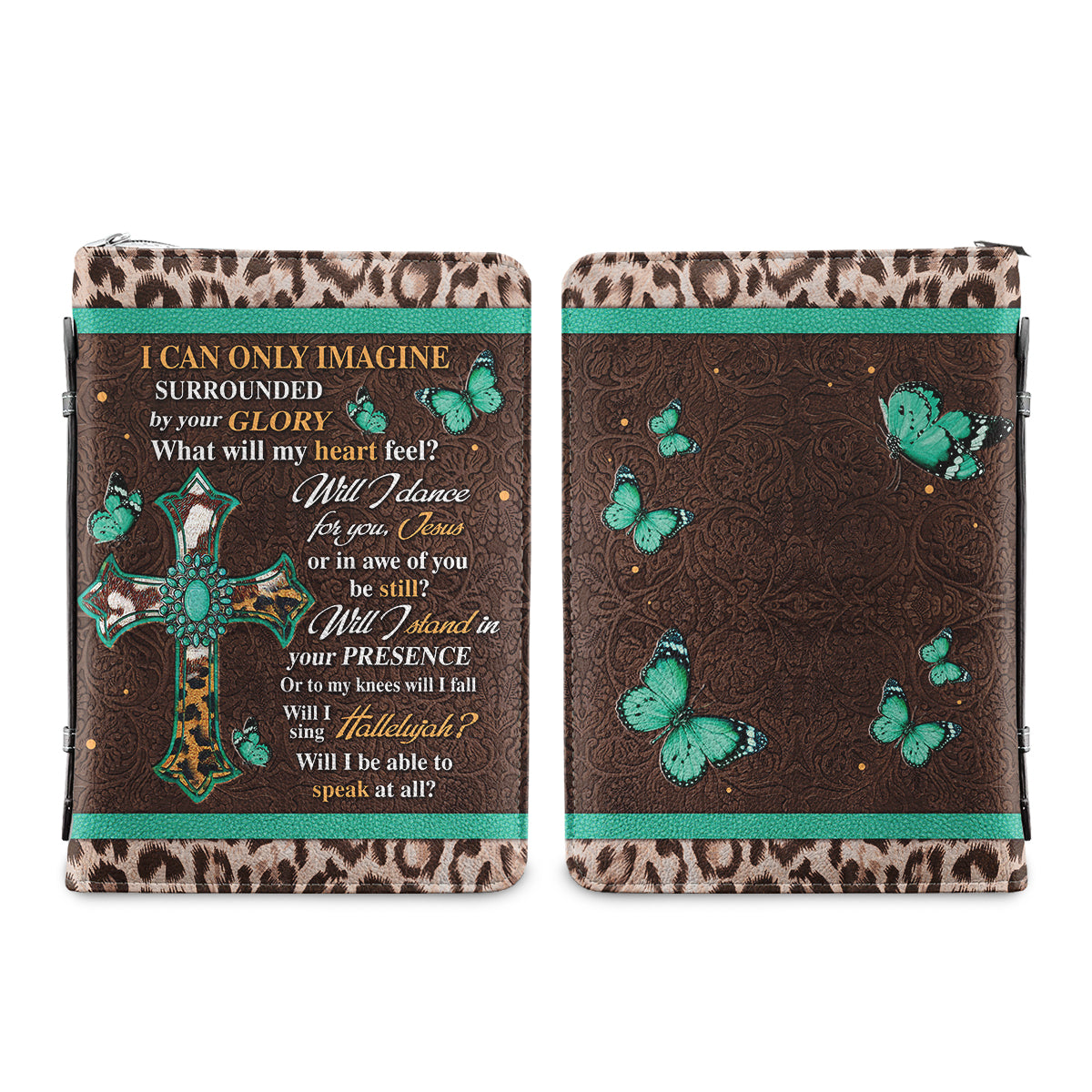 I Can Only Imagine Butterfly Leopard Personalized Bible Case - Jesus Bible Cover
