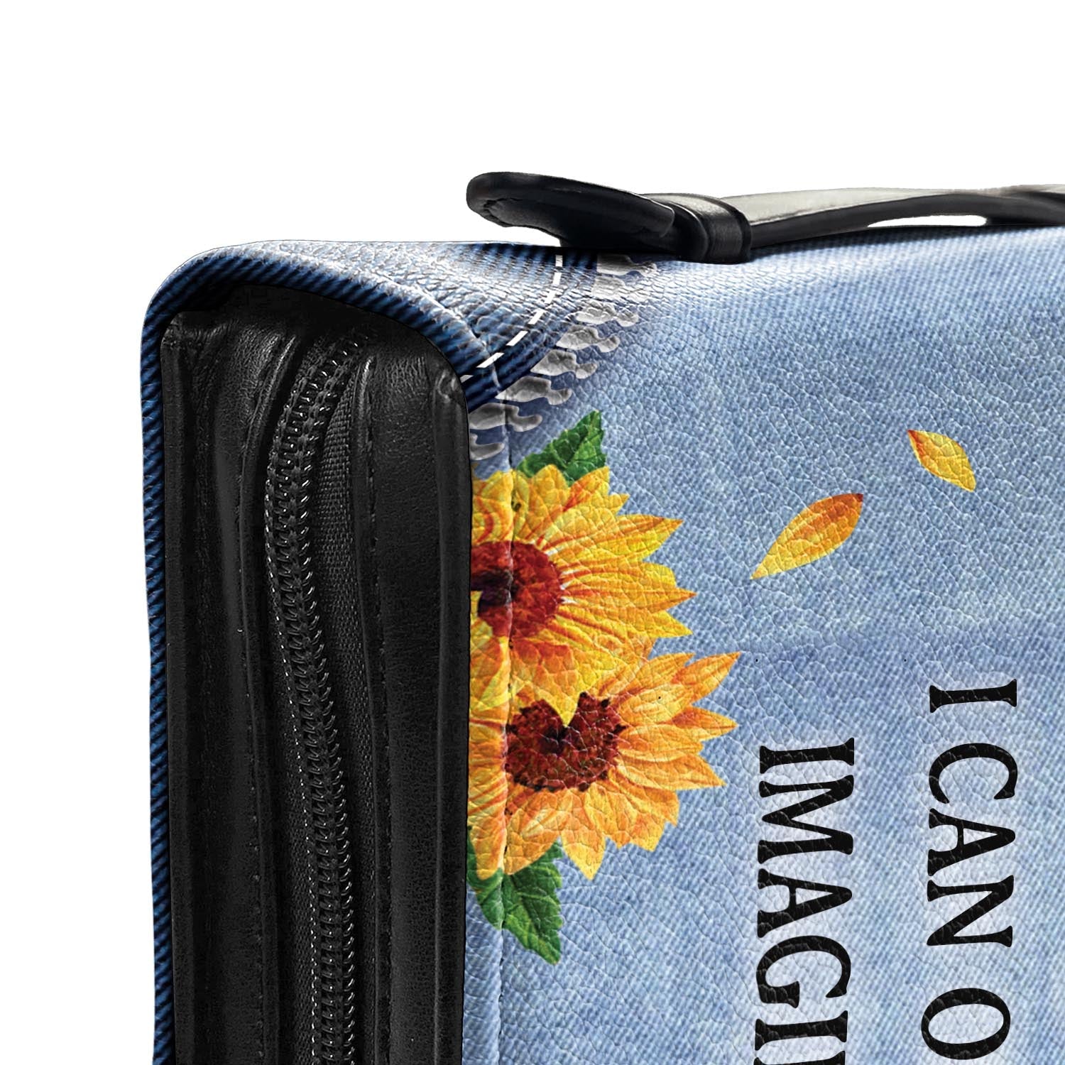 I Can Only Imagine Butterfly Sunflower Denim Style Personalized Bible Case - Jesus Bible Cover