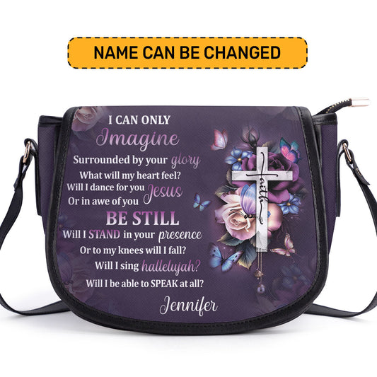 I Can Only Imagine Cross Personalized Leather Saddle Bag - Religious Bags For Women