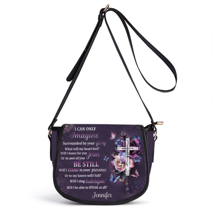 I Can Only Imagine Cross Personalized Leather Saddle Bag - Religious Bags For Women