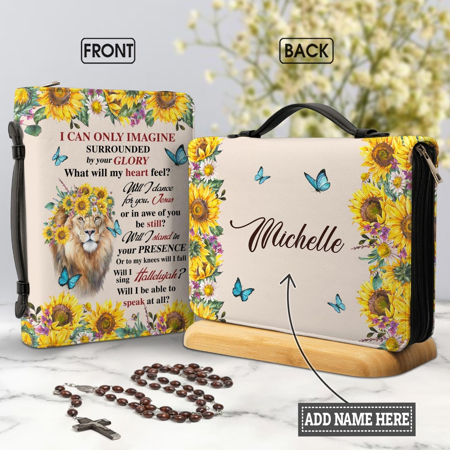 I Can Only Imagine Lion Buttetfly Personalized Bible Case - Jesus Bible Cover