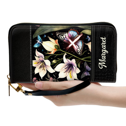 I Can't Help But To Praise The Lord Christ Personalized Leather Clutch Purse - Christian Gifts For Religious Women