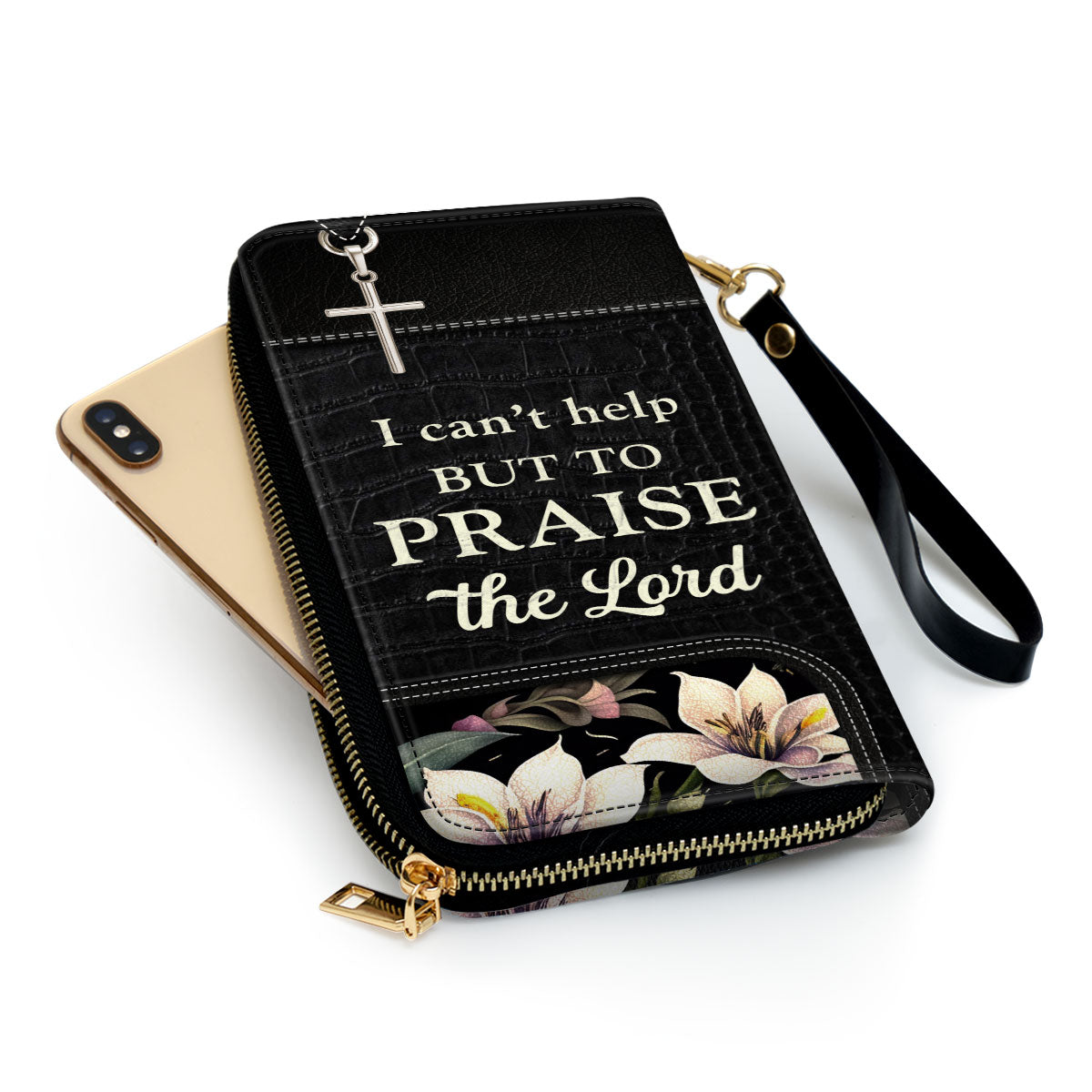 I Can't Help But To Praise The Lord Christ Personalized Leather Clutch Purse - Christian Gifts For Religious Women