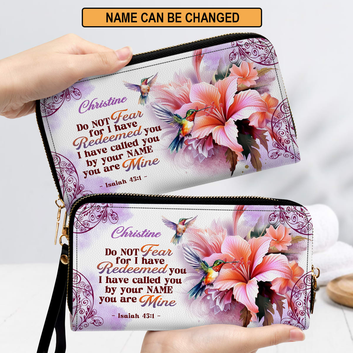 I Have Called You By Your Name Personalized Leather Clutch Purse For Christian Women - Christian Gifts For Religious Women