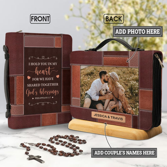 I Hold You In My Heart For We Have Shared Together Gods Blessing Philippians 1 7 Personalized Bible Covers For Women Personalized Bible Cover