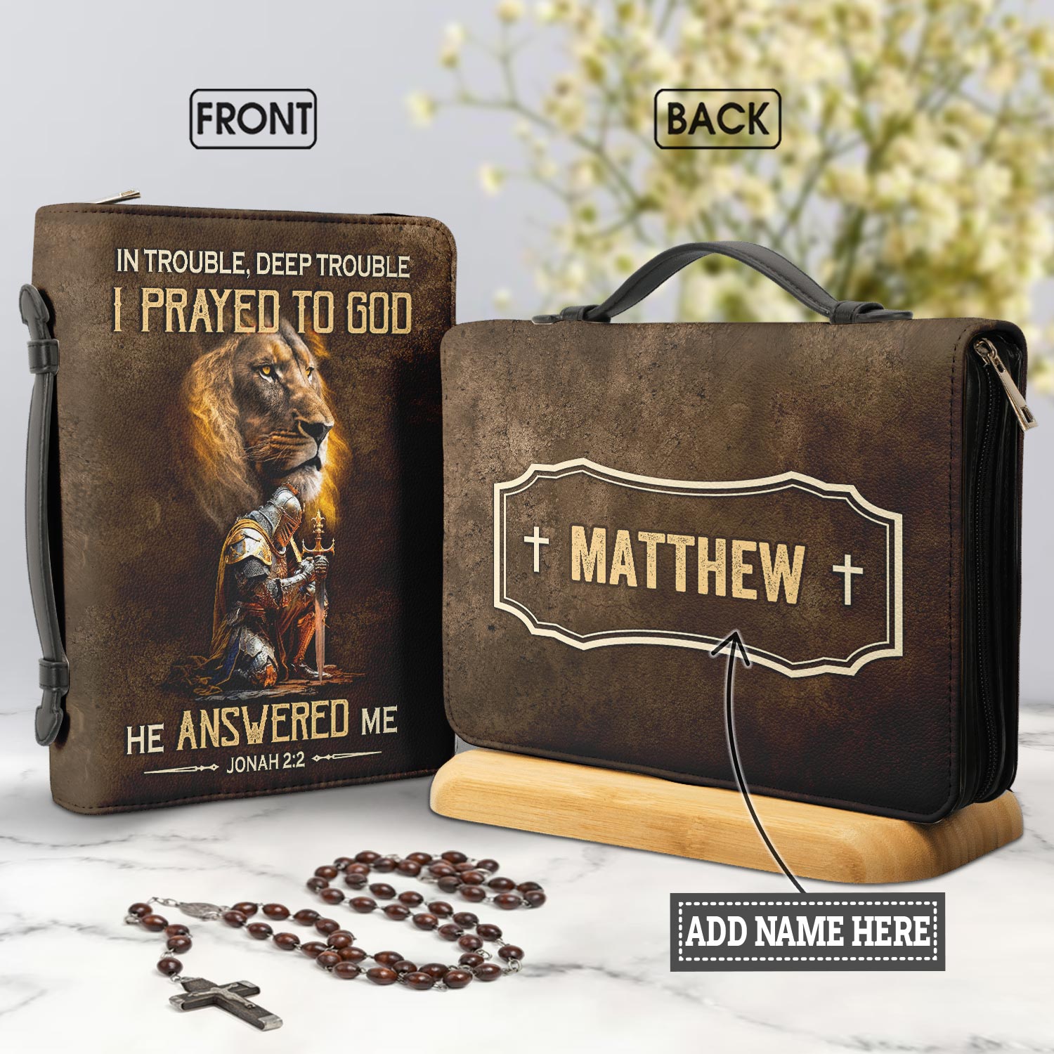 I Pray For God He Answered Me Jonah 2 2 Lion Warrior Personalized Bible Case - Jesus Bible Cover