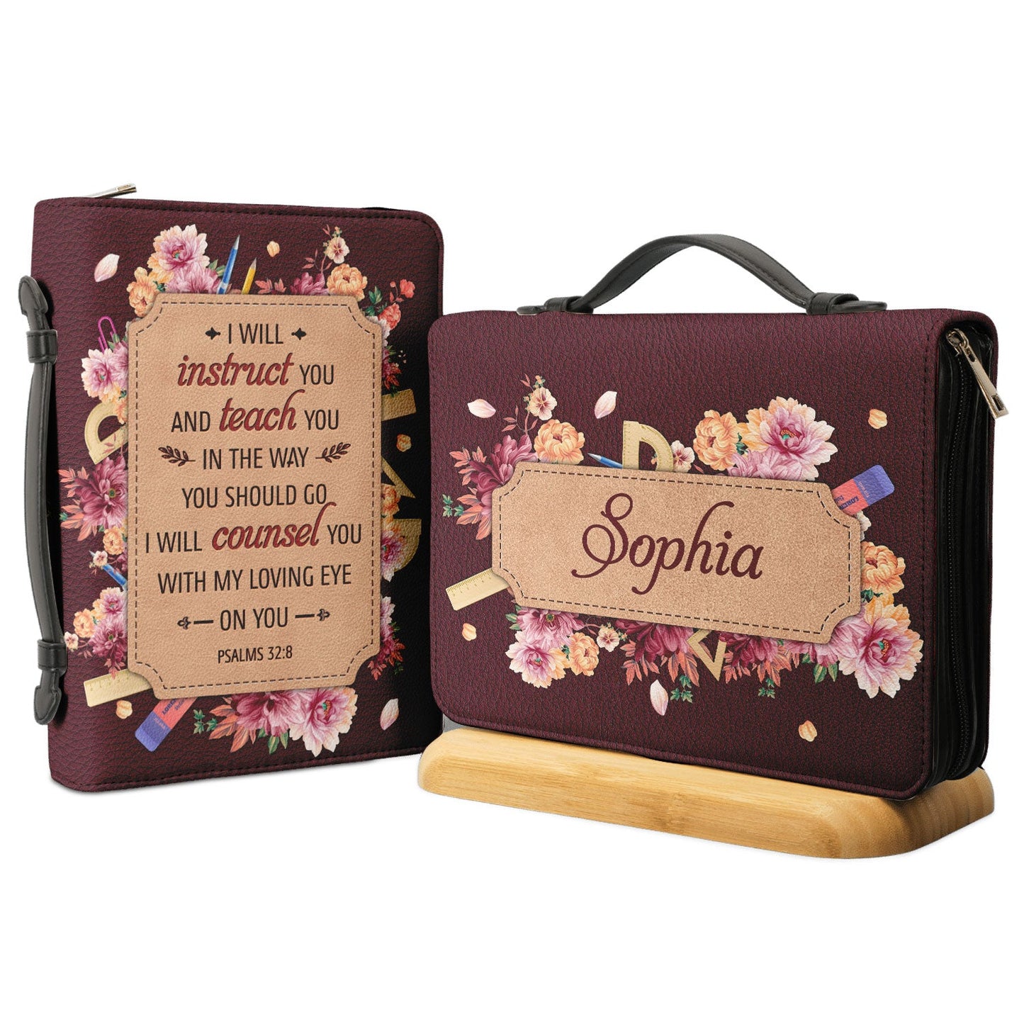 I Will Instruct You And Teach You In The Way You Should Go Psalms 328 Personalized Bible Case - Jesus Bible Cover