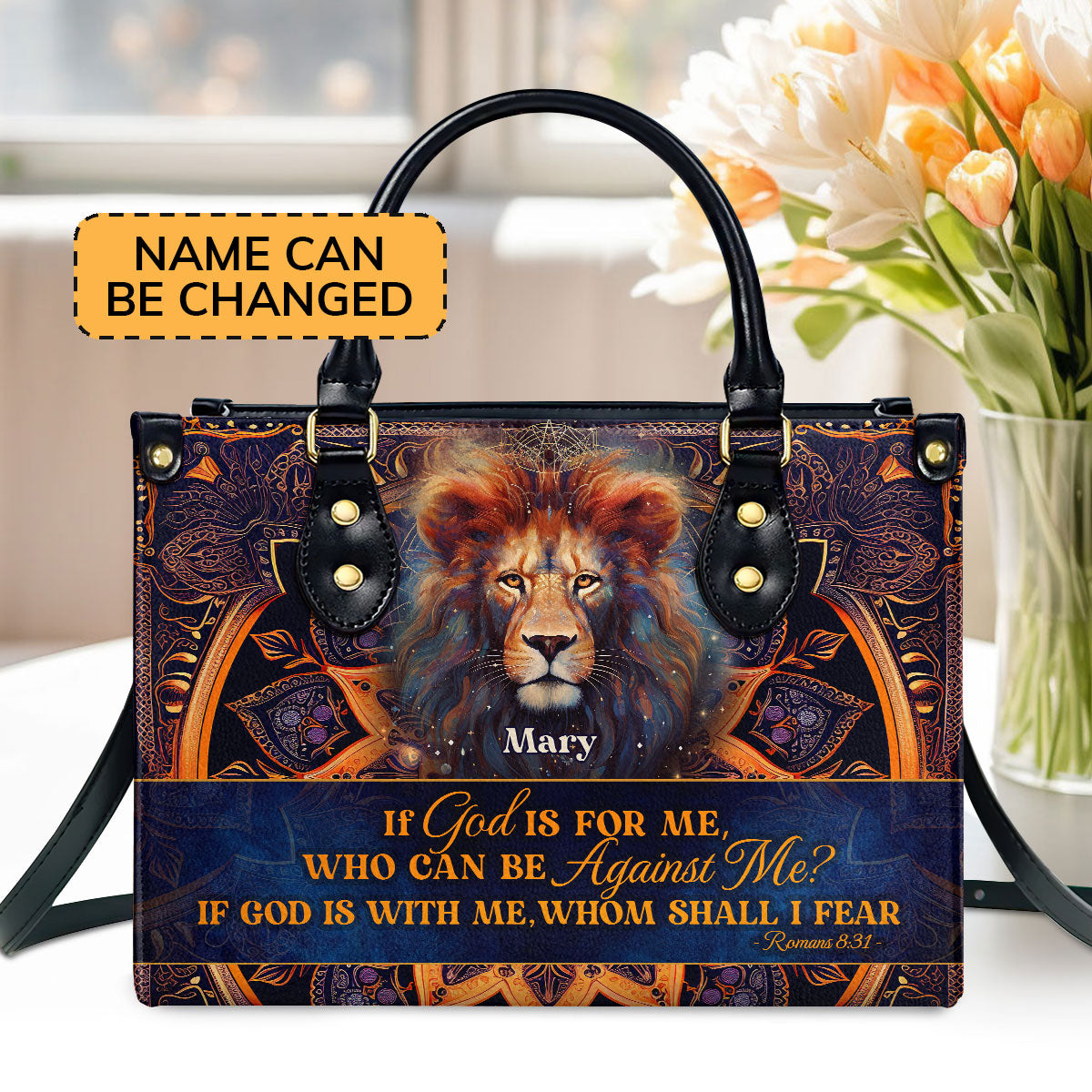 If God Is For Me Custom Name Leather Handbags For Women