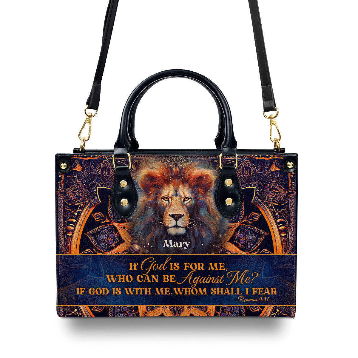 If God Is For Me Custom Name Leather Handbags For Women