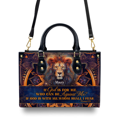 If God Is For Me Custom Name Leather Handbags For Women