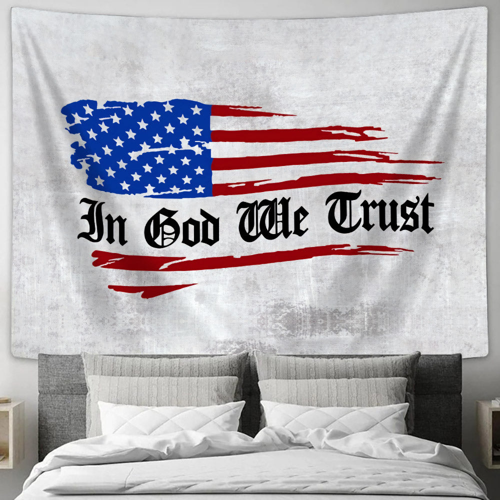 In God We Trust American Flag Tapestry - Bible Verse Tapestry