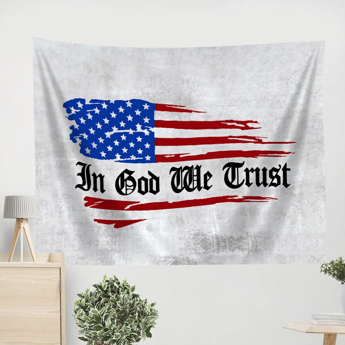 In God We Trust American Flag Tapestry - Bible Verse Tapestry