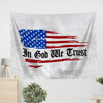 In God We Trust American Flag Tapestry - Bible Verse Tapestry