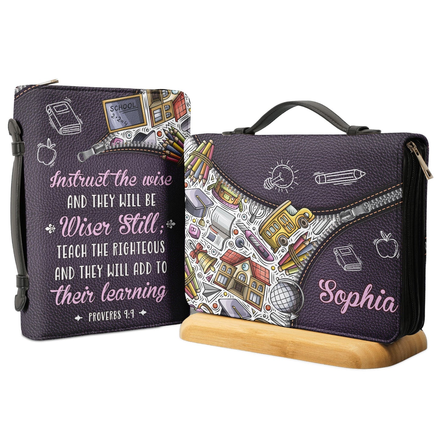 Instruct The Wise And They Will Be Wiser Still Proverbs 99 Personalized Bible Case - Jesus Bible Cover