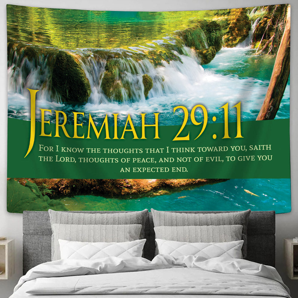 Jeremiah 2911 For I Know The Thoughts Tapestry - Bible Verse Tapestry