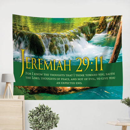 Jeremiah 2911 For I Know The Thoughts Tapestry - Bible Verse Tapestry