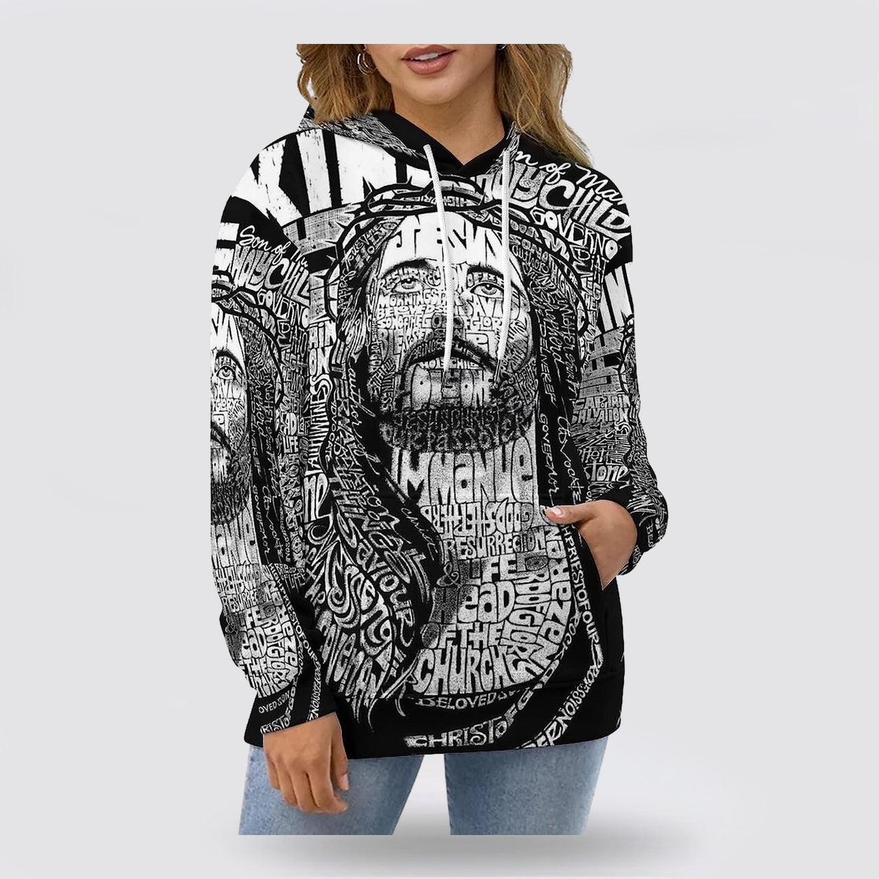 Jesus Christ And Lion Half Face 3d Hoodies For Women Men - Christian Apparel Hoodies