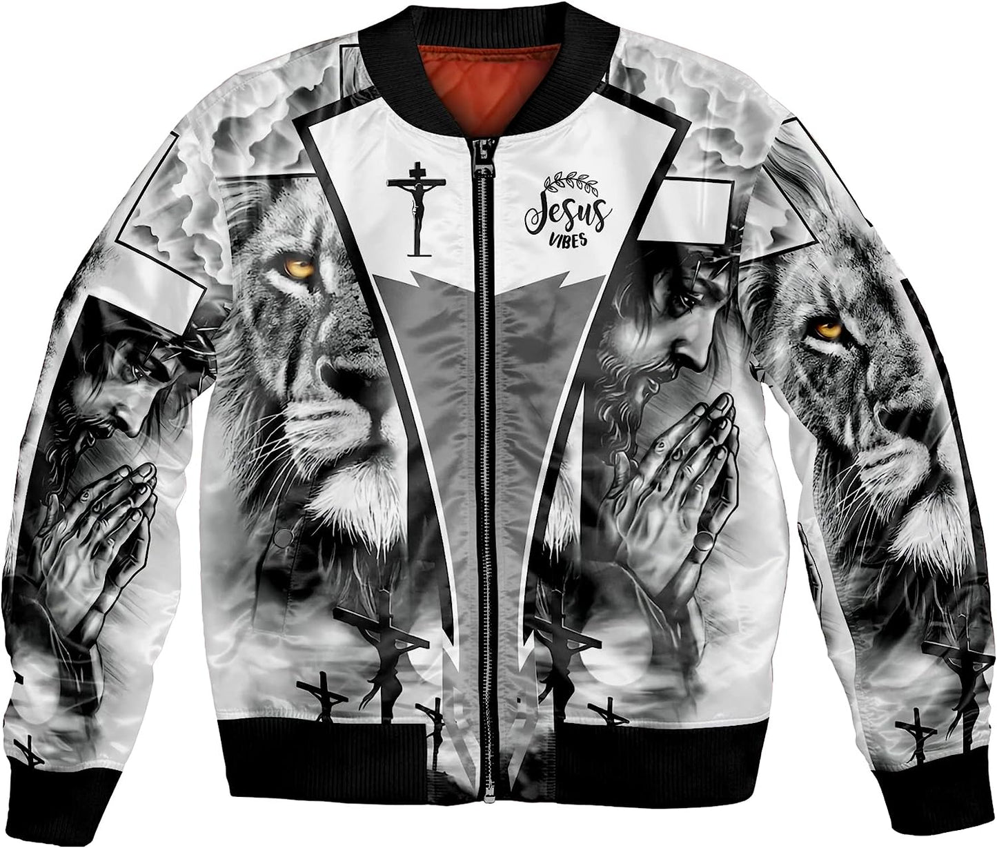 Jesus On The Cross With Lion Bomber Jacket - Jesus Shirt for Men Women
