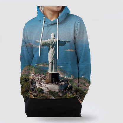 Jesus Statue 3d Hoodies For Women Men - Christian Apparel Hoodies