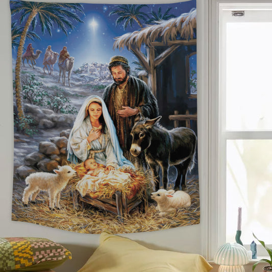 Jesus A Savior Is Born Religious Tapestries - Christian Wall Tapestry Decor