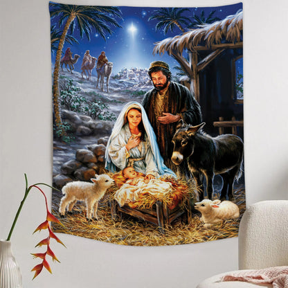 Jesus A Savior Is Born Religious Tapestries - Christian Wall Tapestry Decor