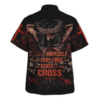 Jesus And He Himself Bore Our Sins In His Body On The Cross Hawaiian Shirt For Men and Women - Faith inspired Hawaiian shirt