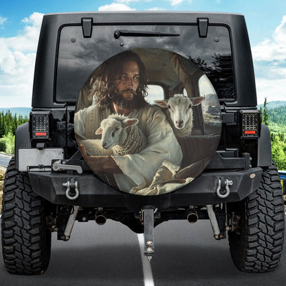 Jesus And Lamb Of God Spare Tire Cover - Christian Tire Cover