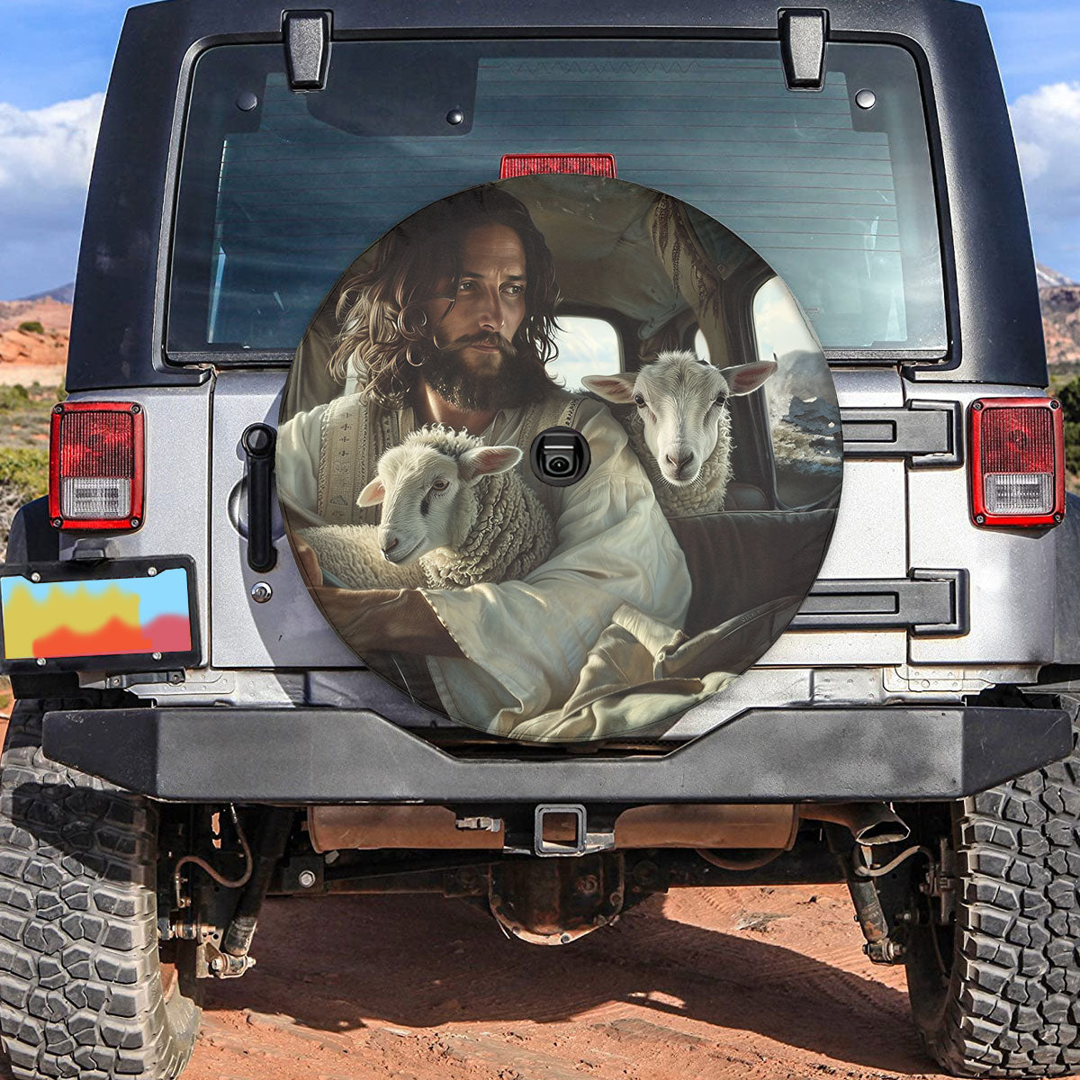 Jesus And Lamb Of God Spare Tire Cover - Christian Tire Cover