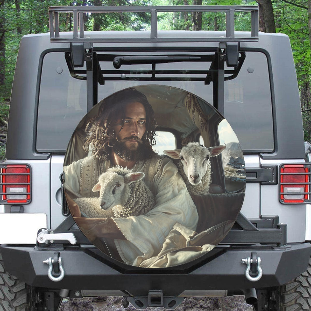 Jesus And Lamb Of God Spare Tire Cover - Christian Tire Cover