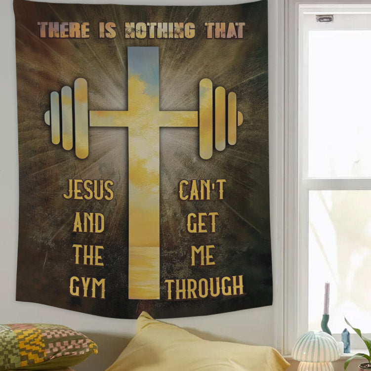 Jesus And The Gym Tapestry - Bible Verse Tapestry