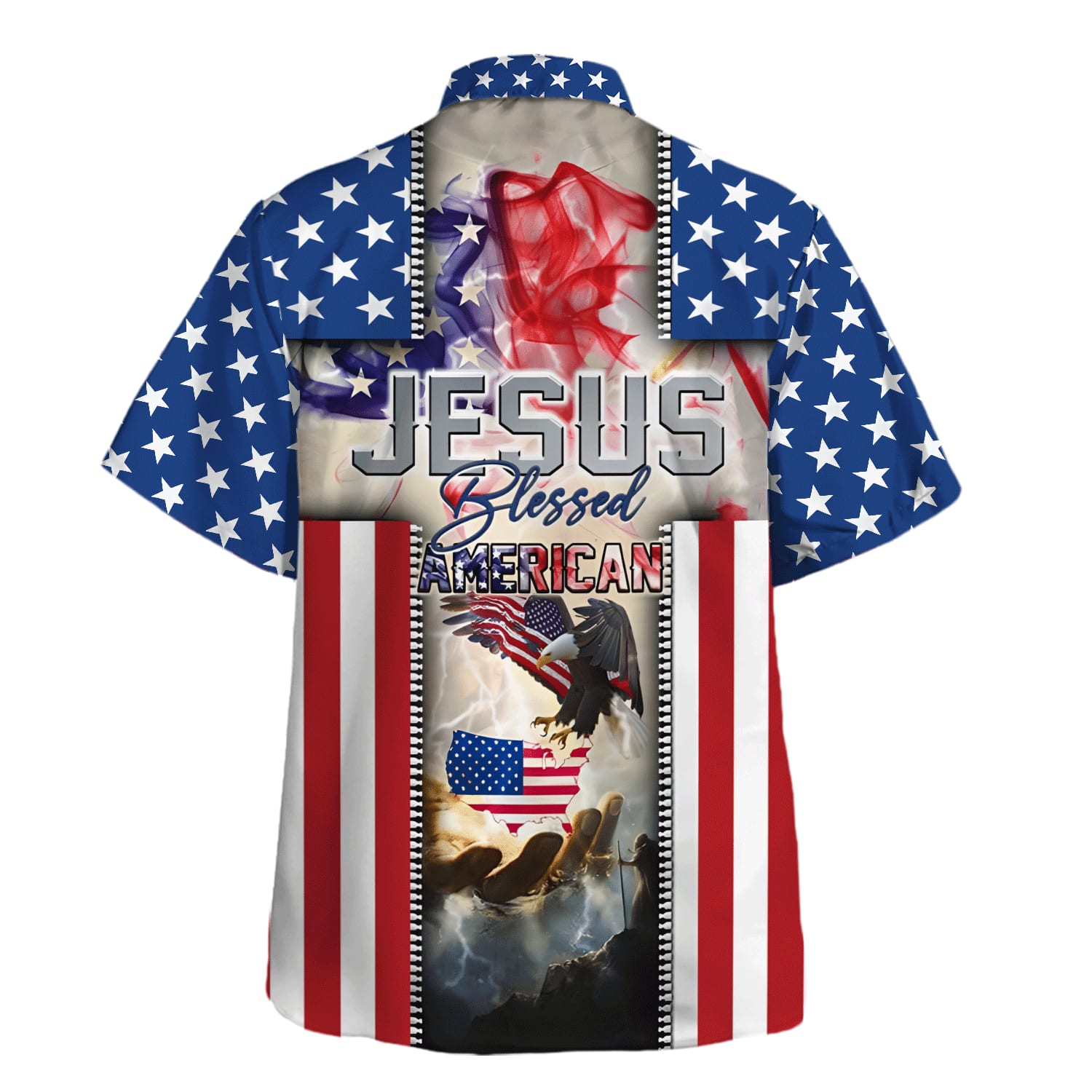 Jesus Blessed American Hawaiian Shirt For Men and Women - Faith inspired Hawaiian shirt