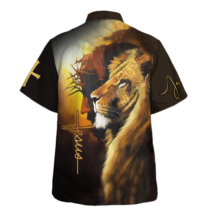 Jesus Christ And Lion Of Judah Hawaiian Shirt For Men and Women - Faith inspired Hawaiian shirt