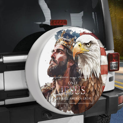Jesus Christ Usa Flag Eagle Spare Tire Cover - Christian Tire Cover