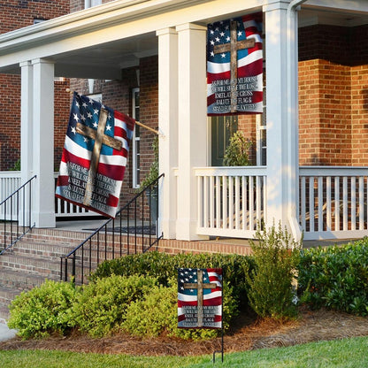 Jesus Cross Patriotic Flag As For Me And My House We Will Serve The Lord Flag - Religious House Flags