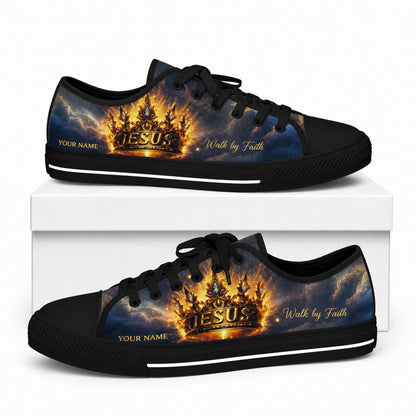 Jesus Crown Design Classic Personalized Low Top Shoes box black    