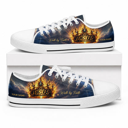 Jesus Crown Design Classic Personalized Low Top Shoes box white    