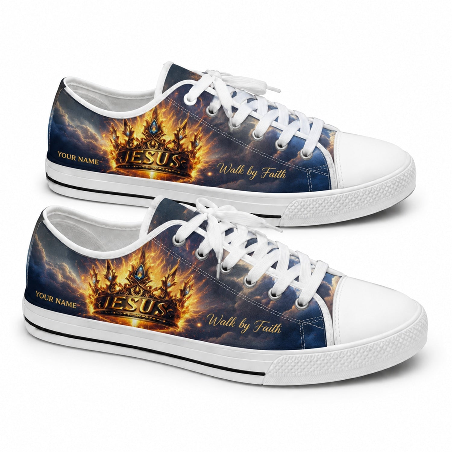 Jesus Crown Design Classic Personalized Low Top Shoes        