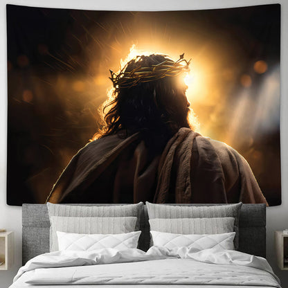 Jesus Crown Of Thorn Tapestry - Christian Wall Tapestries