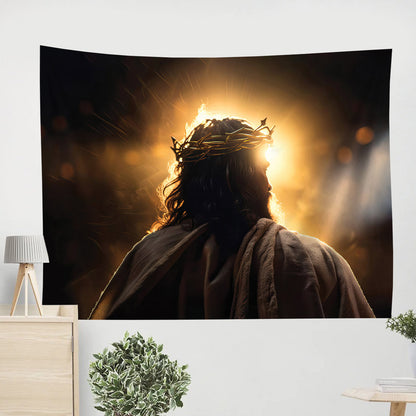 Jesus Crown Of Thorn Tapestry - Christian Wall Tapestries