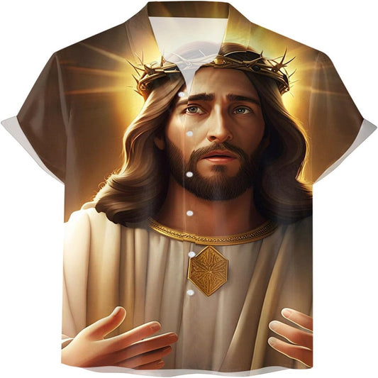Jesus Crown Of Thorns Christian Hawaiian Shirt - Hawaiian Beach Shirts for Men Women
