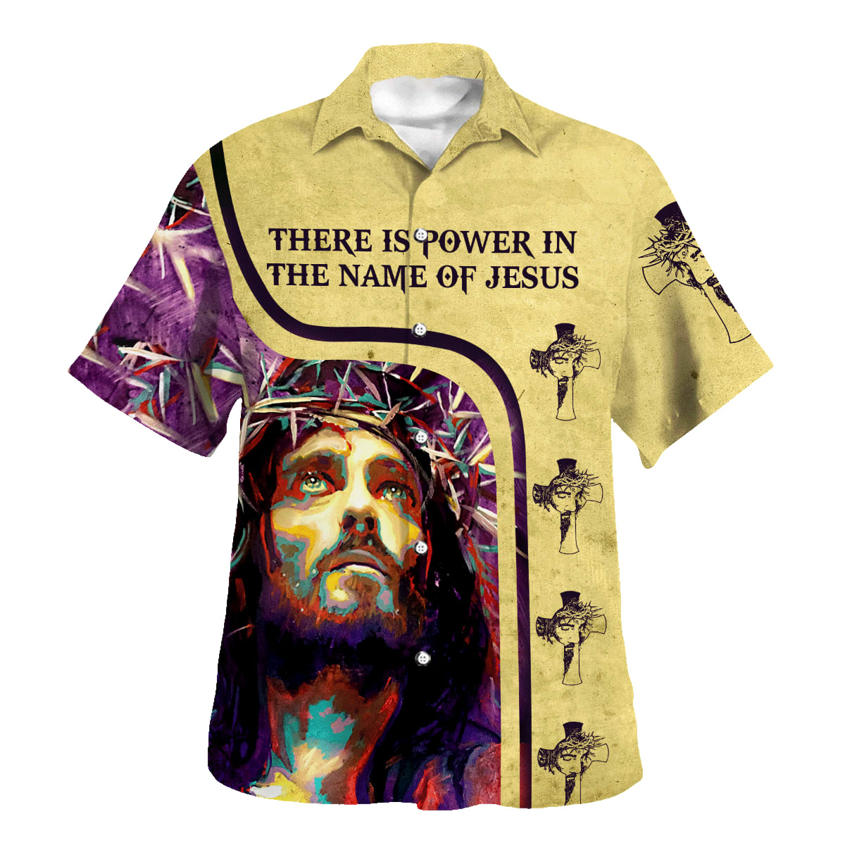 Jesus Crown Of Thorns There Is Power In The Name Of Jesus Hawaiian Shirt For Men and Women - Faith inspired Hawaiian shirt