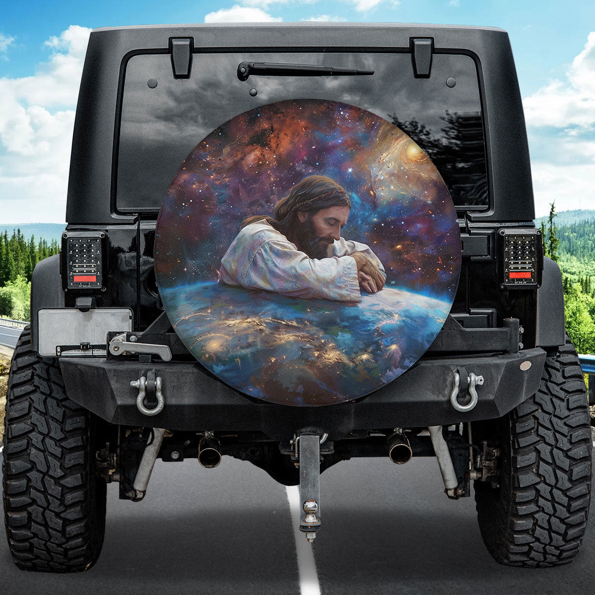 Jesus Earth Spare Tire Cover - Christian Tire Cover