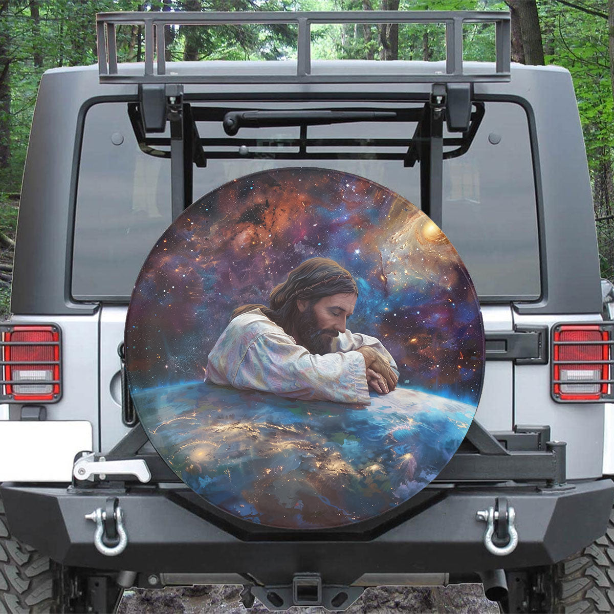 Jesus Earth Spare Tire Cover - Christian Tire Cover