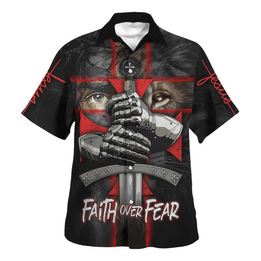 Jesus Faith Over Fear Warrior Hawaiian Shirt For Men and Women - Faith inspired Hawaiian shirt