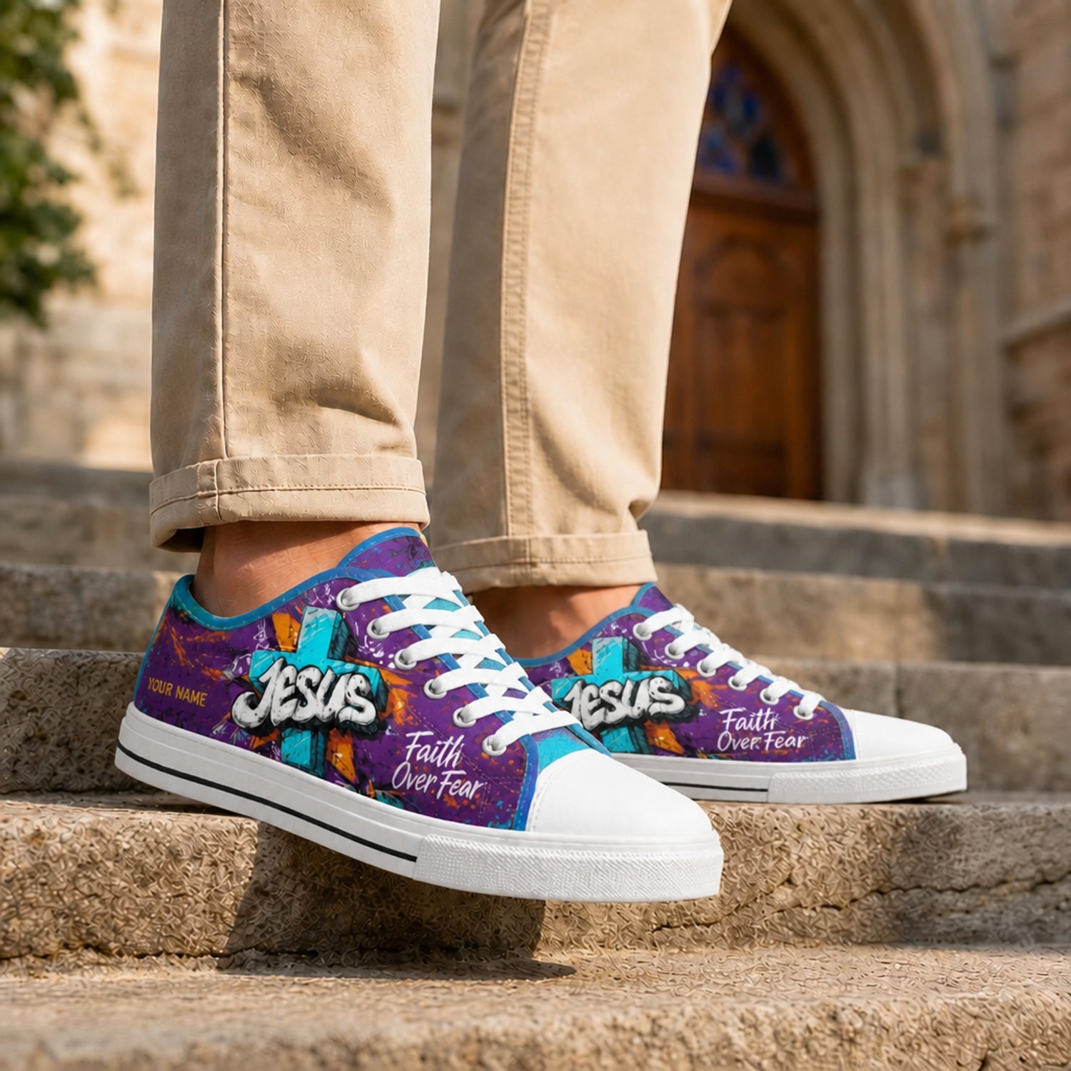 Jesus Faith Sneakers Graphic Low Top Shoes Life style      