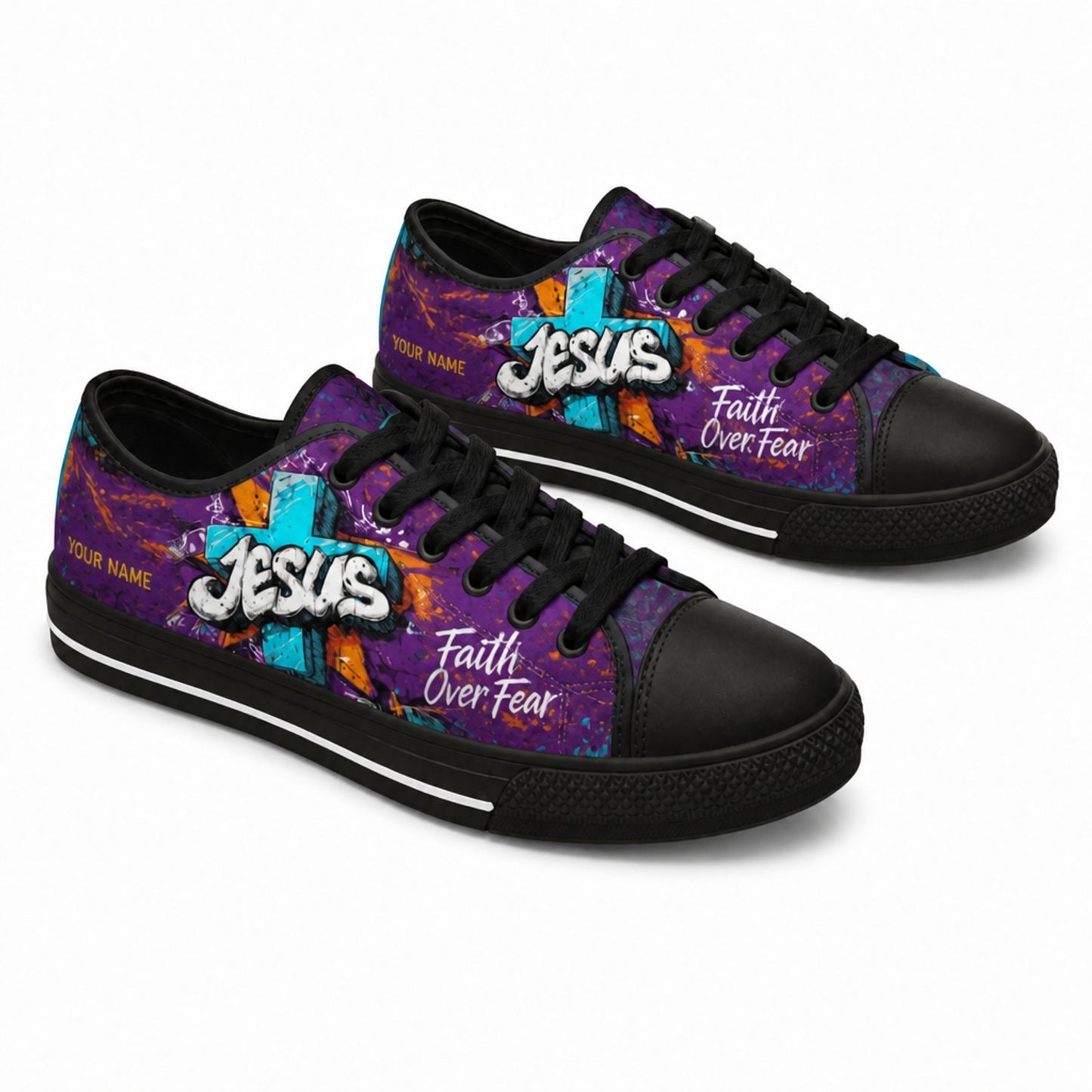 Jesus Faith Sneakers Graphic Low Top Shoes black shoes      
