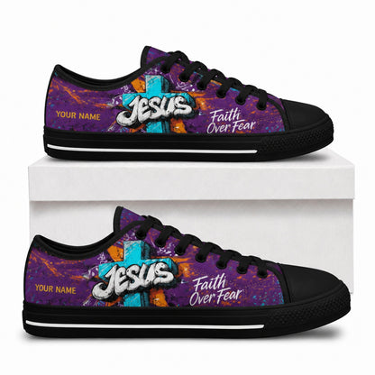 Jesus Faith Sneakers Graphic Low Top Shoes box black      