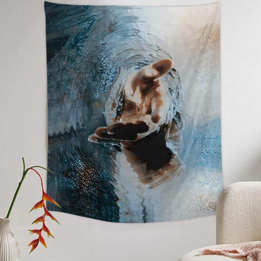 Jesus Give Me Your Hand Water Ocean Tapestry - Christian Tapestry - Bible Verse Tapestry