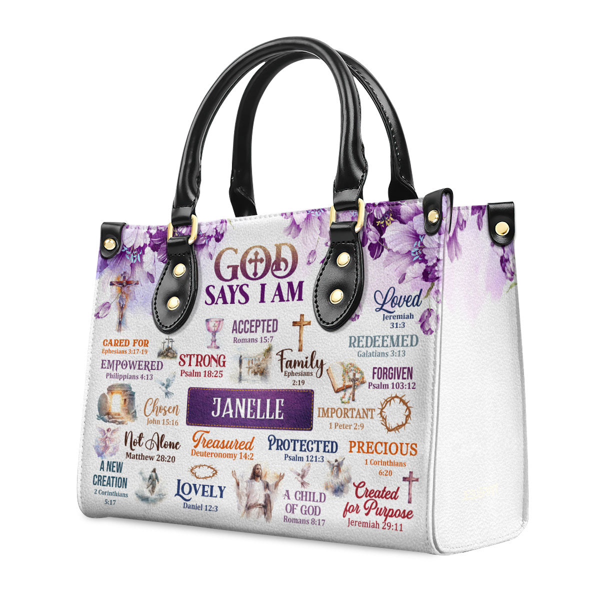 Jesus God Says I Am Custom Name Leather Handbags For Women